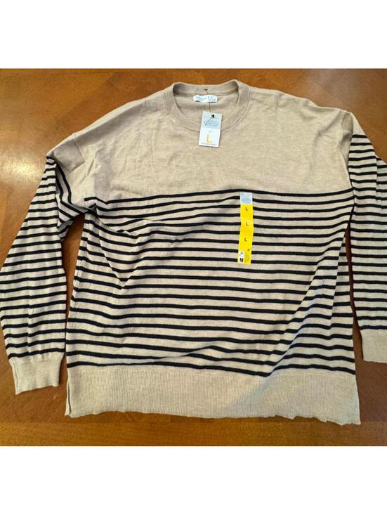 Primark Sweaters - Primary Women's Beige and Navy Striped Wool Blend Sweater Size L j-2